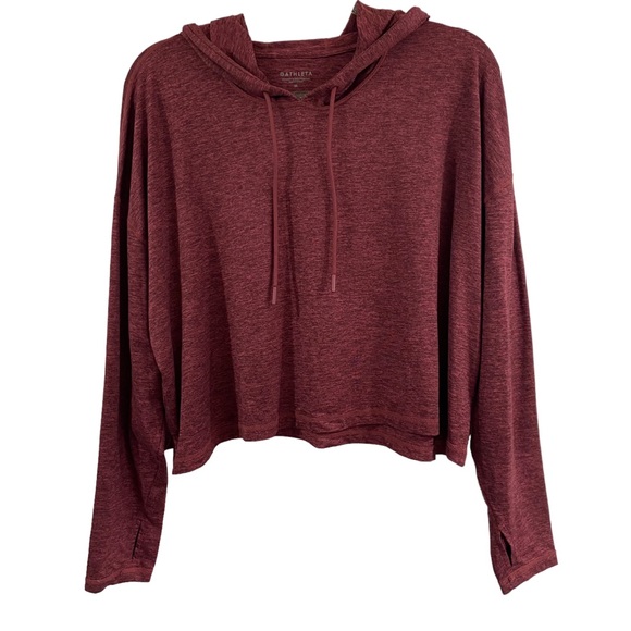 Athleta Uptempo Hoodie Womens Burgundy Long Sleeve Cropped 530134 Sz Medium - Picture 3 of 11